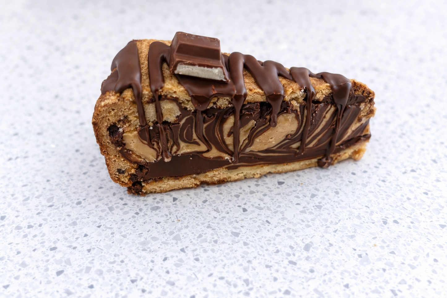 Kinder & Nutella cookie pie slice